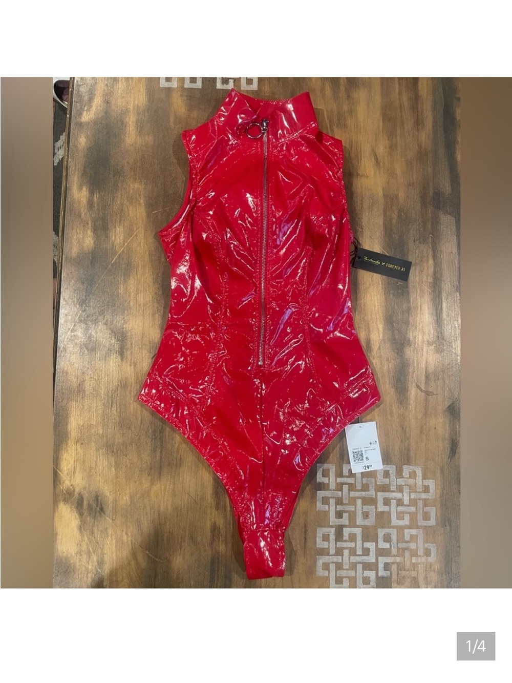 🤍❗NWT Fredrick’s of Hollywood x Forever 21 Red Pleather/Latex Lingerie/Bodysuit